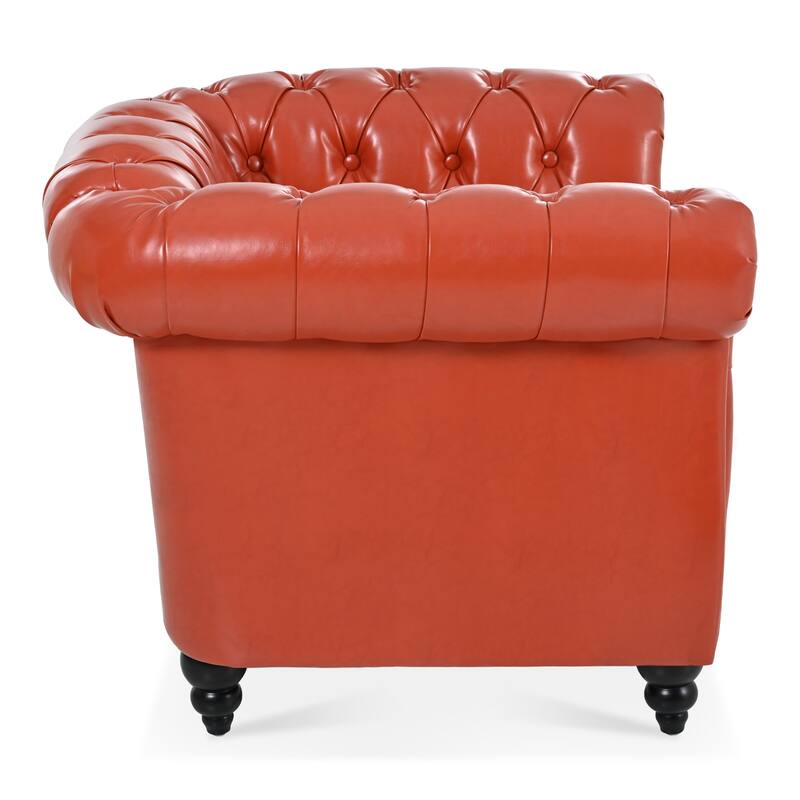 GDFStudio - Soft PU Upholstered Sofa Chair with Solid Wood Frame