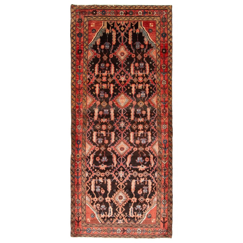 ECARPETGALLERY Hand-knotted Andelz Black Wool Rug - 3'11 x 9'0 - Black - 3'11 x 9'0
