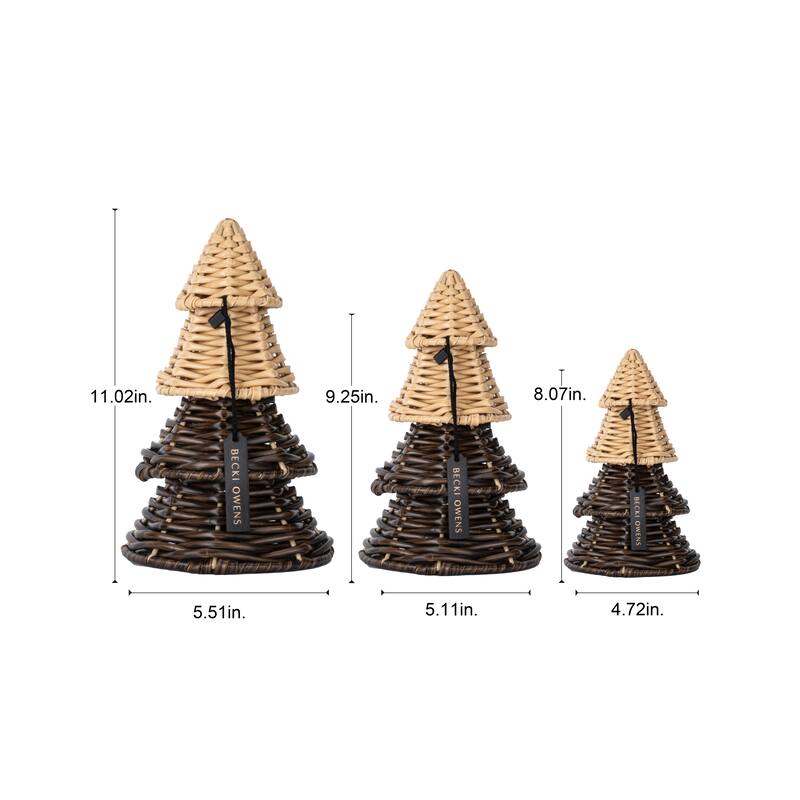 BECKI OWENS Set of 3 Woven Plastic Christmas Trees Décor