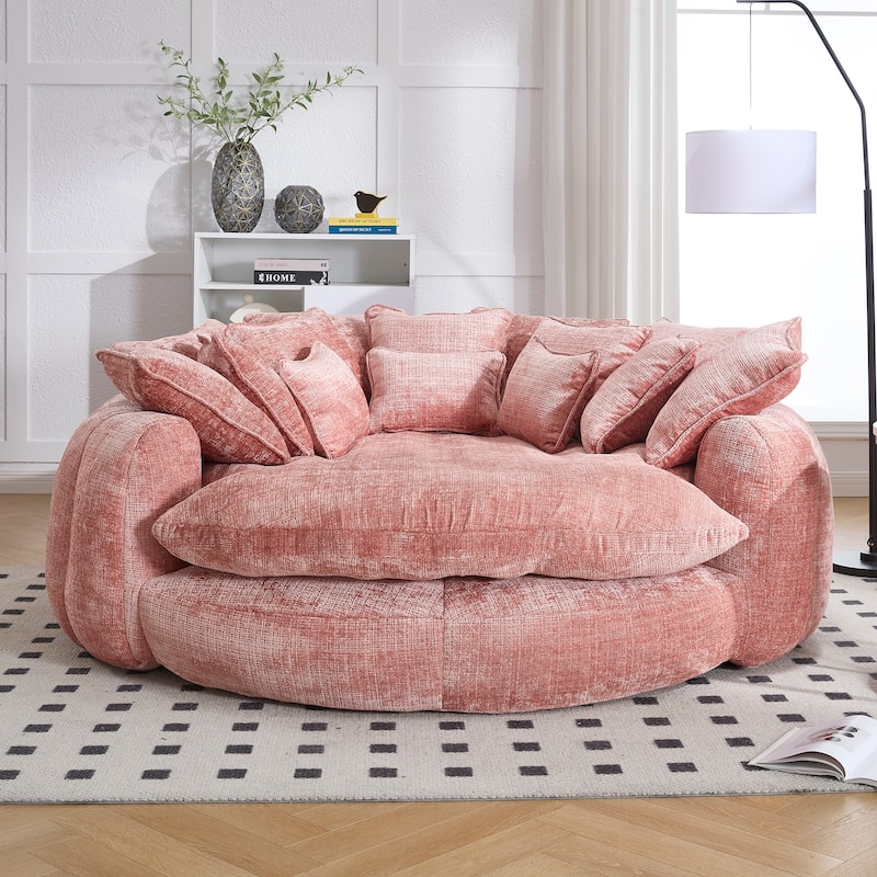 Comfortable Oversized Double Loaf High Back Round Sofa Bed with Armrests