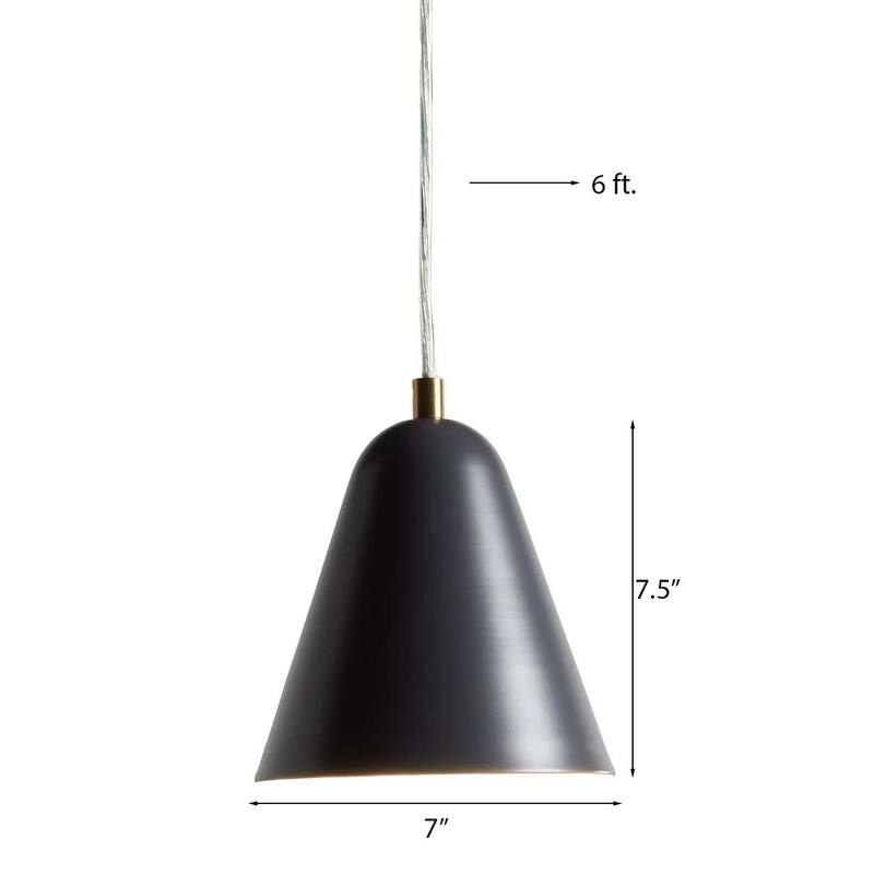 MoDRN 7"W 1-Light Scandinavian Mini-Pendant Light Fixture, Black Metal Finish
