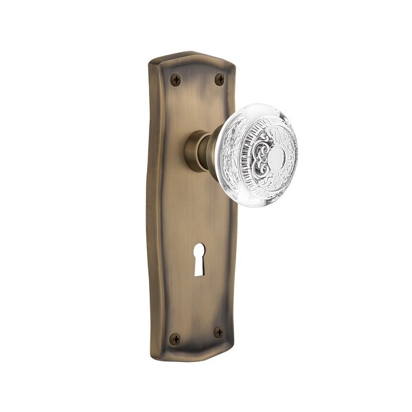 Nostalgic Warehouse PRACED_PRV_238_KH Vintage Crystal Egg and Dart Privacy Door Knob Set with Prairie Rose, 2-3/8" Backset and