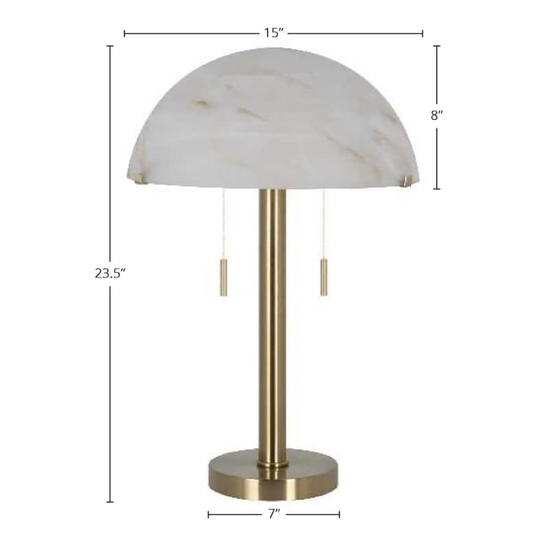 24" Metal Table Lamp with Glass Shade, Brass