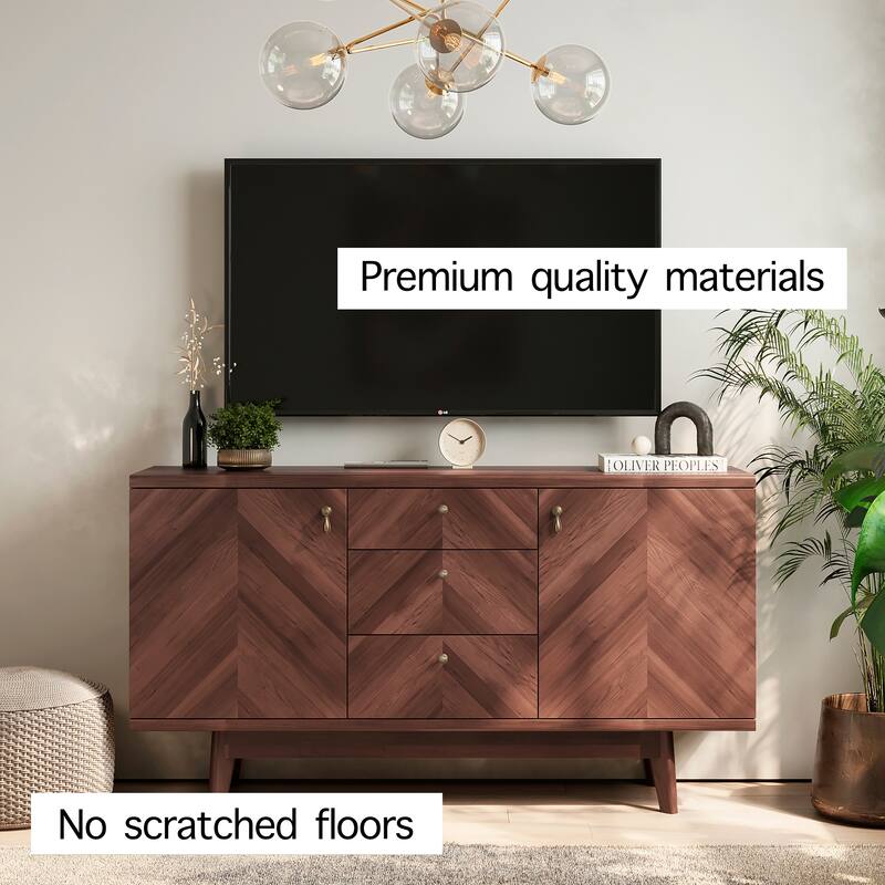 Living Skog Scandi Sideboard Buffet TV Stand with Drawers and Wooden