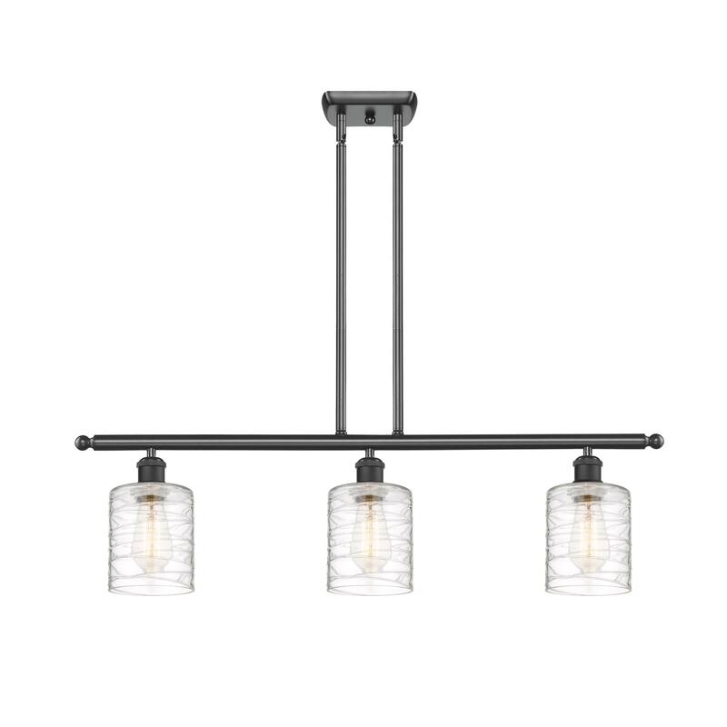 Innovations Lighting 516-3I-10-36 Cobbleskill Linear Cobbleskill 3 - Matte Black / Deco Swirl
