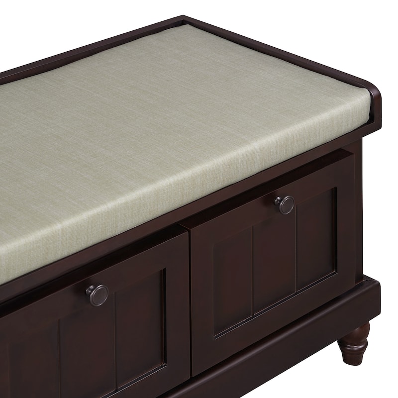 Storage Bench with Cushioned Seat & 3 Drawers, Wooden Entryway Storage Bench, Shoe Bench with Hidden Storage Space