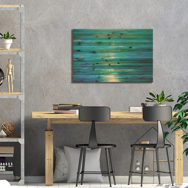 Deep Blue Print On Wood by Dina DArgo - Multi-Color