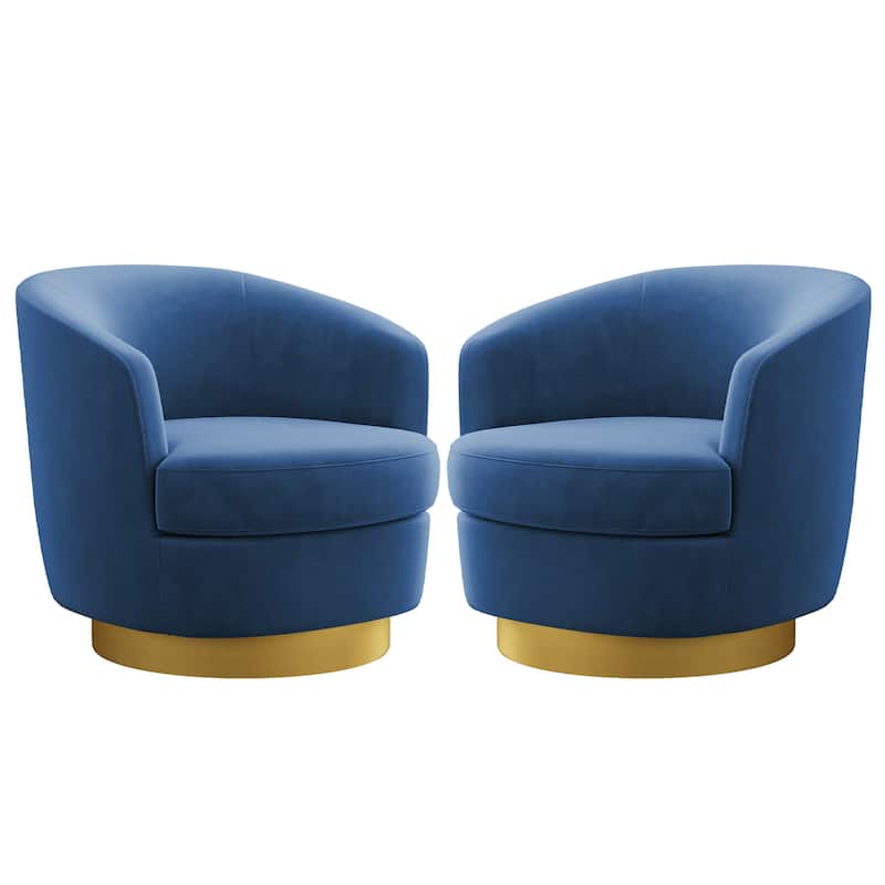 Set of 2 Velvet Swivel Club Chair Set, Soft & Comfotable - 2 Pieces - Sapphire