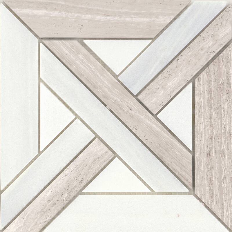 Emser Tile Alluro - 9" x 9" Square Basketweave Mosaic Wall Tile - - Cream