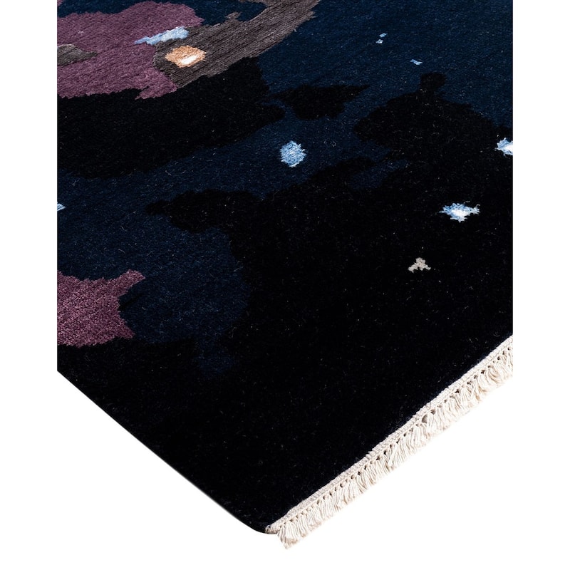 Ikat One-of-a-Kind Hand-Knotted Area Rug, Black - 9' 3" x 12' 2"