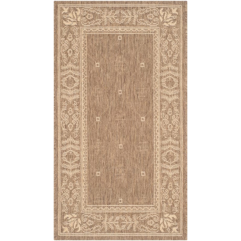 SAFAVIEH Courtyard Hendrina Indoor/ Outdoor Waterproof Patio Backyard Rug - 2' x 3'7" - Brown/Natural