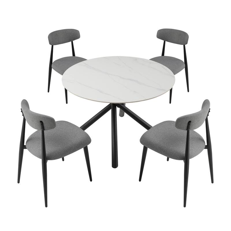 Modern Upholstered Curved Backres Dining Chairs with Metal Frame
