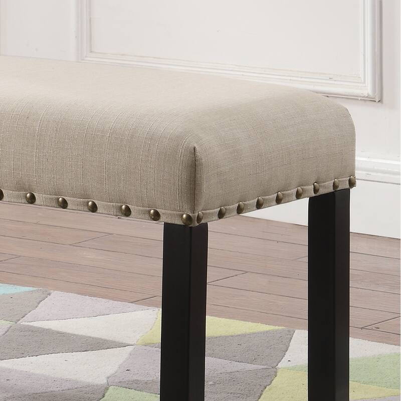 Dining Bench Corridor Bench Leisure Bench with Nailhead Trim, Upholstered Seat Decorative Bench with Solid Wood Legs