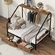 preview thumbnail 10 of 20, Metal Frame Platform Bed With Clothes Rack, Storage Shelves And 2 Drawers