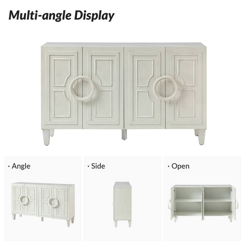 Connie 58" Contemporary Sideboard Buffet with Round Solid Wood Door Handles by HULALA HOME