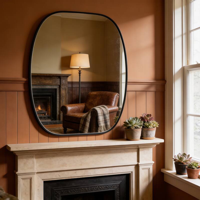 30x40 in Metal Framed Oval Vanity Bathrrom Mirror for Wall