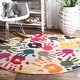 preview thumbnail 10 of 10, Nuloom Contemporary Handprint Collage Multi Kids Area Rug 5' Round - Multi