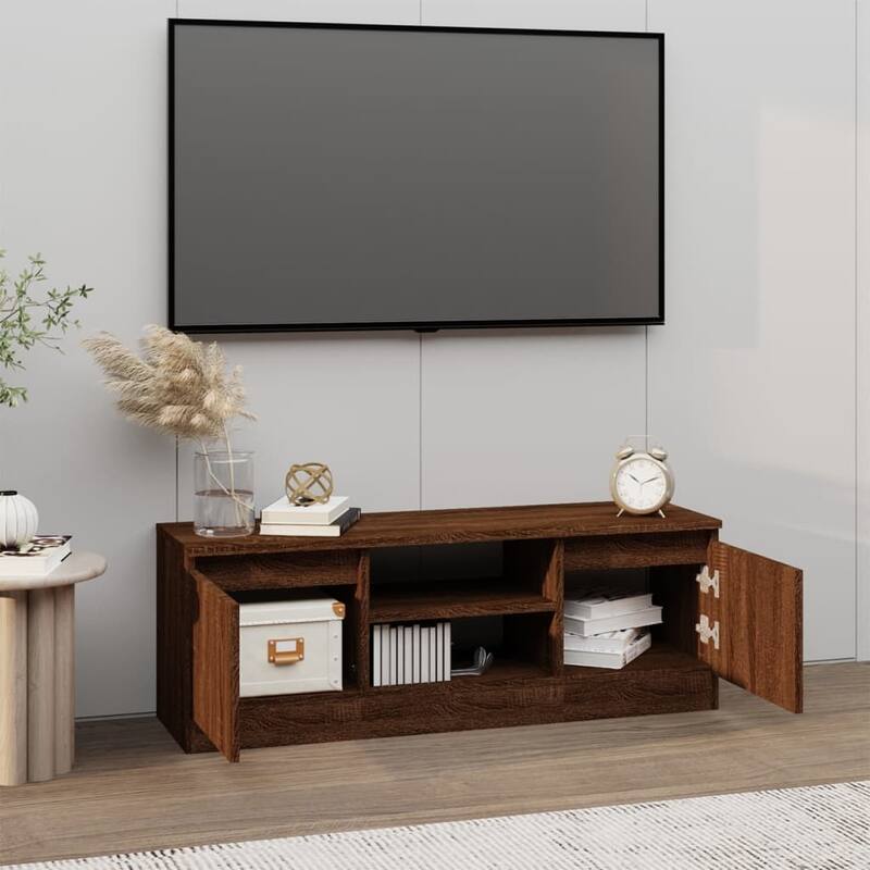 vidaXL TV Cabinet With Door Brown Oak Engineered Wood Medium - 11.8 x 40.2 x 14.2 in