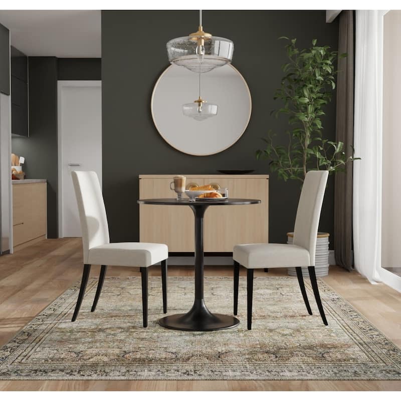 Marble Round Top Pedestal Dining Table - 30" - White and Black