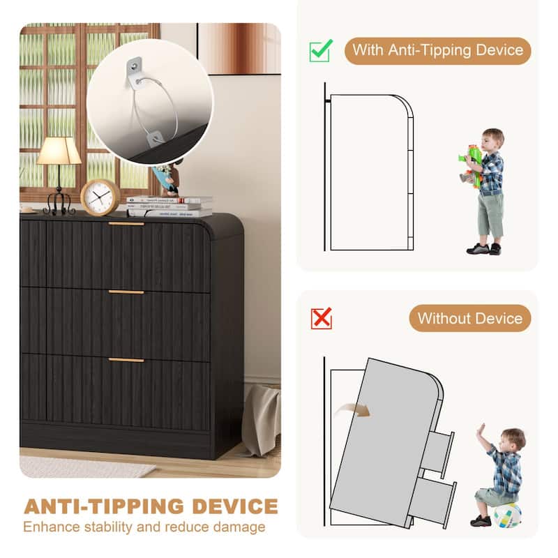 VEIKOUS 6-Drawer Wood Dresser for Bedroom, Mid-Century Modern Chest of Drawers with Anti-Tipping Device