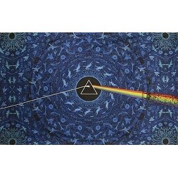 Handmade Cotton 3D Pink Floyd Dark Side of Moon Tapestry Tablecloth Spread 30x45