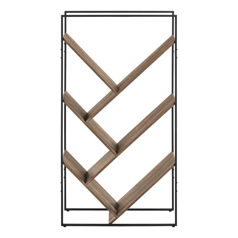 Modern Contemporary 3 Tier Bookshelf, 60"h Bookcase Black Metal Frame Etagere, for Living room Office Bedroom