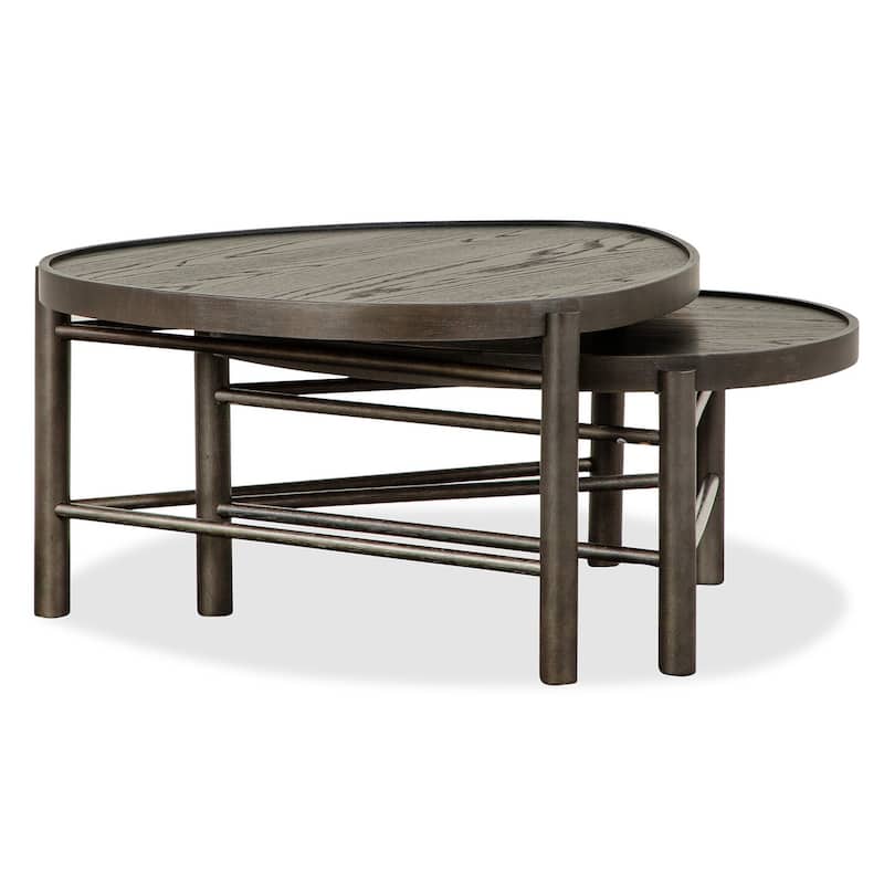 Magnussen Home Hadleigh Black Coffee Bean Shaped Nesting Cocktail Table - 37''W x 31.5''D x 18''H - 37''W x 31.5''D x 18''H