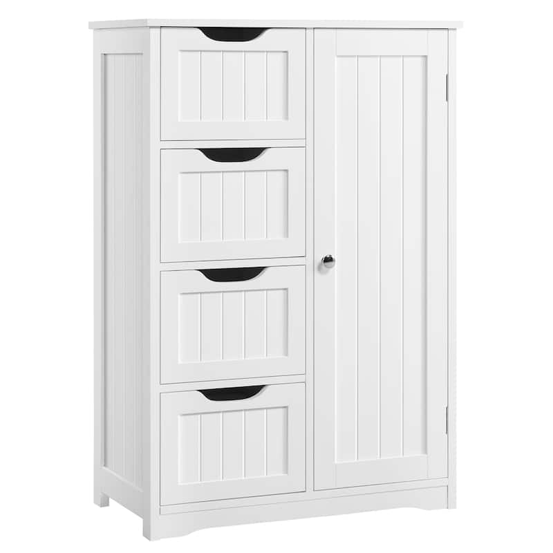 Yaheetech 4-Tier Wooden Bathroom Floor Cabinet for Bathroom Kitchen - White