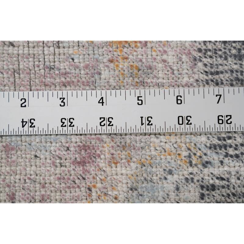Hand Knotted Oriental Viscose Silk Carpet Modern Pictorial Navy Blue & Blues Abstract Area Rug - 7' 7'' X 5' 8''