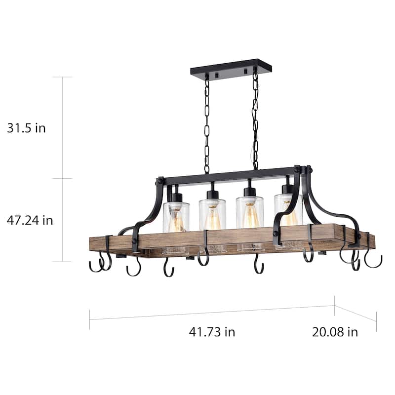 Blakes 4-light Metal Kitchen Island Chandelier with Pot Hooks