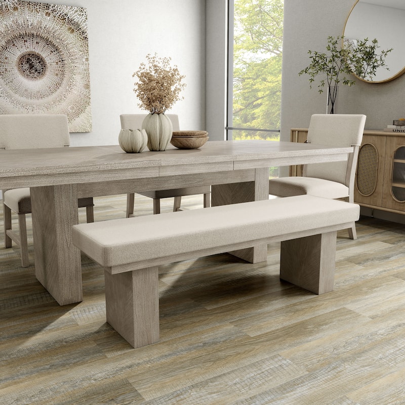 Furniture of America Yetaria Modern Farmhouse Natural Wood Padded 59-inch Dining Bench - Natural