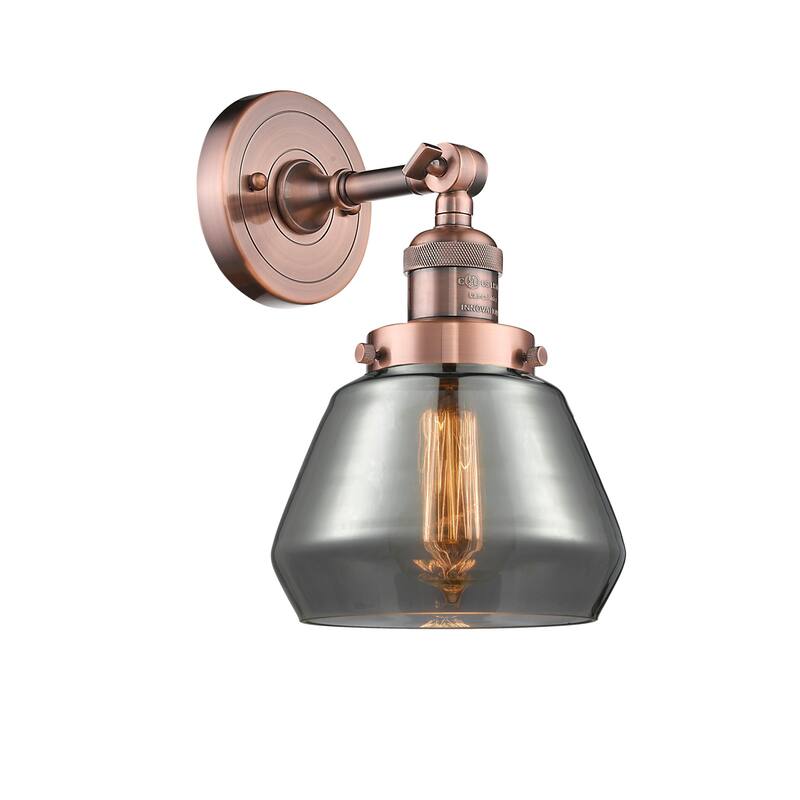 Innovations Lighting Fulton Single Light 11" Tall Bathroom Sconce with - Antique Copper / Smoked