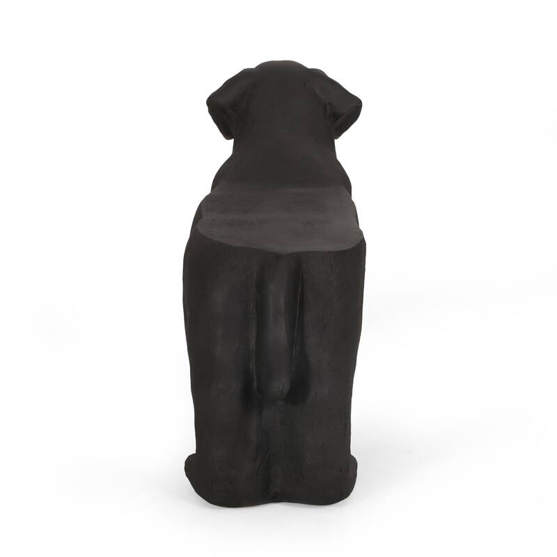 MGO Dog Bench, Black Labrador Design Concrete Outdoor Bench, 31.50"