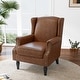 preview thumbnail 54 of 80, Mid-Century Modern Linen/ Vegan Leather Wing Back Accent Chair