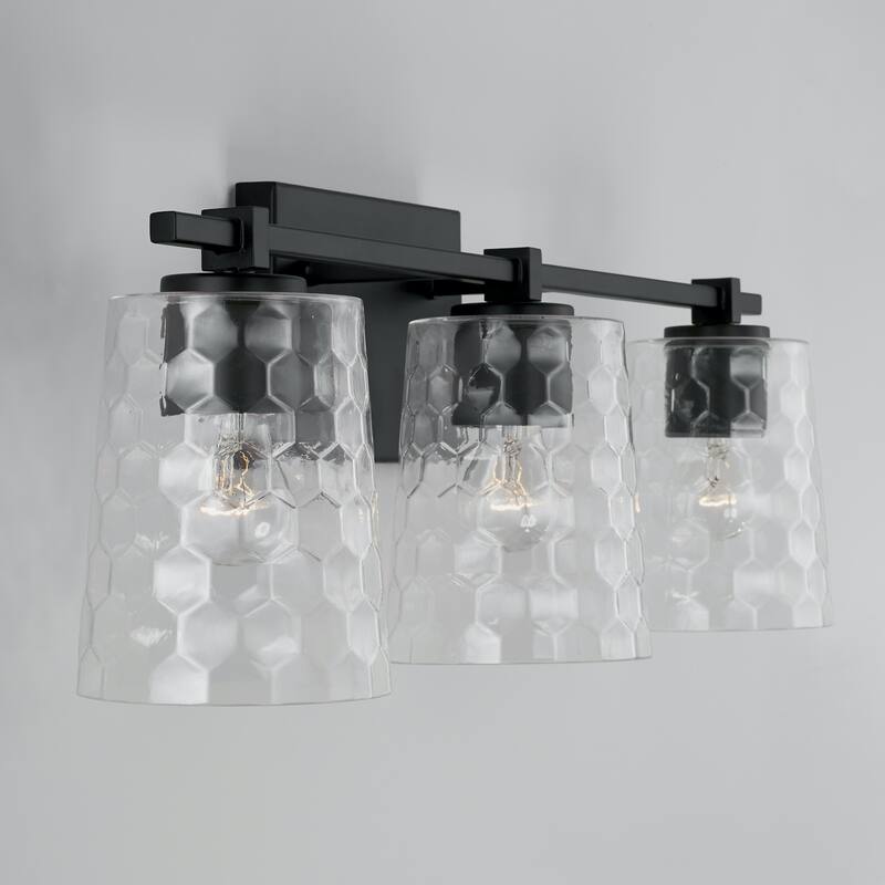 3-light 24-inch Bath/ Vanity Fixture w/ Clear Honeycomb Glass