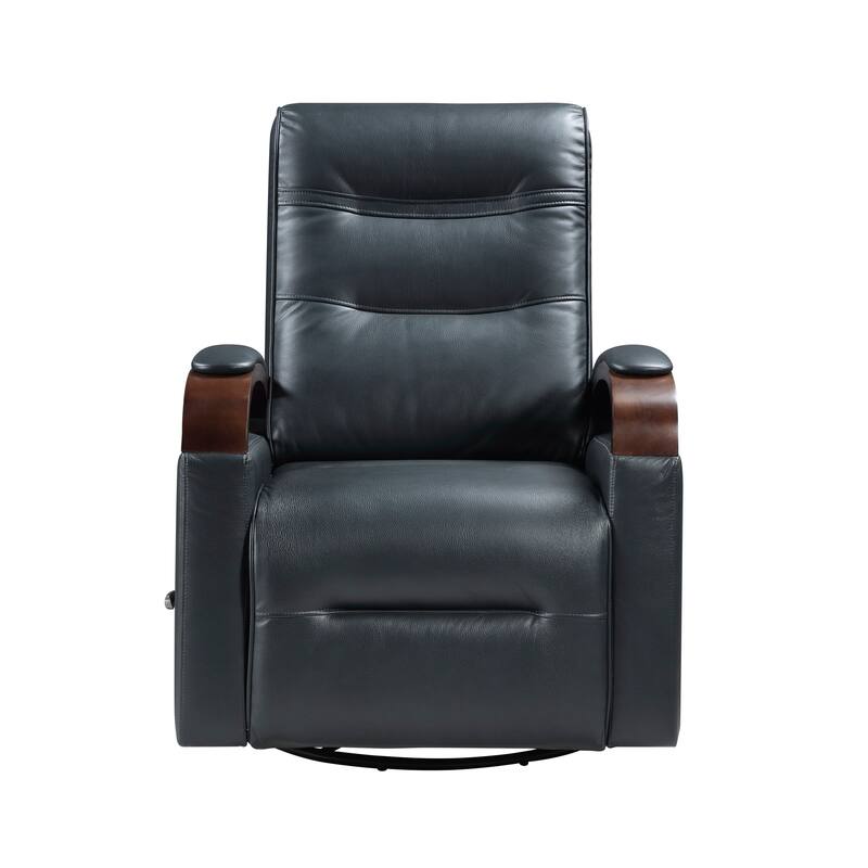 Meredith 31.5" Faux Leather Swivel Glider Recliner - Rubberwood Arm