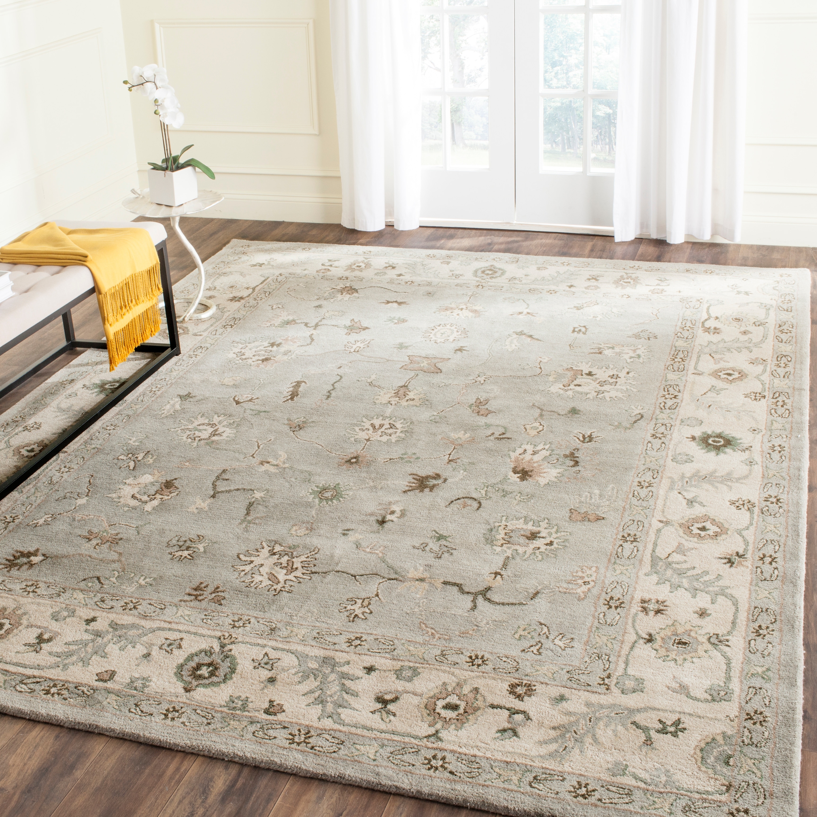 Safavieh Heritage Samarkand 3 x 5 Beige/Gray Indoor Floral/Botanical Oriental Handcrafted Throw Rug