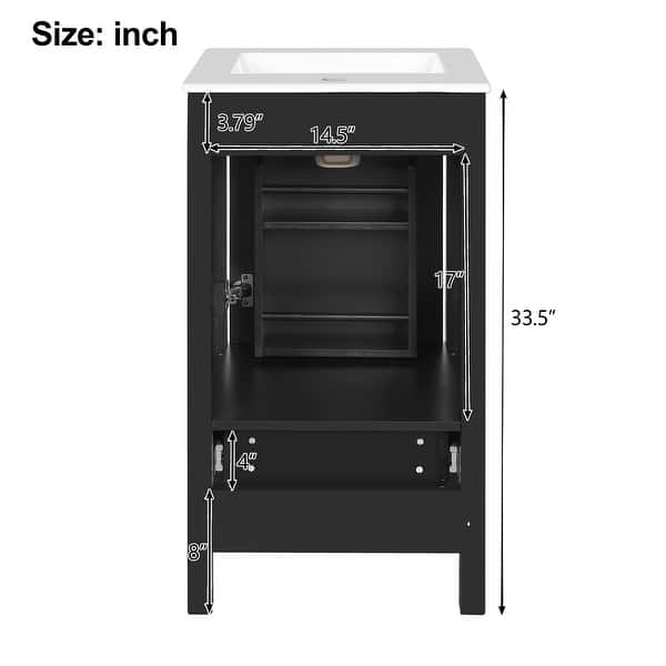 dimension image slide 23 of 35, GDFStudio - Aurora Wood Bathroom Vanity Set with Ceramic Sink and Divided Drawers