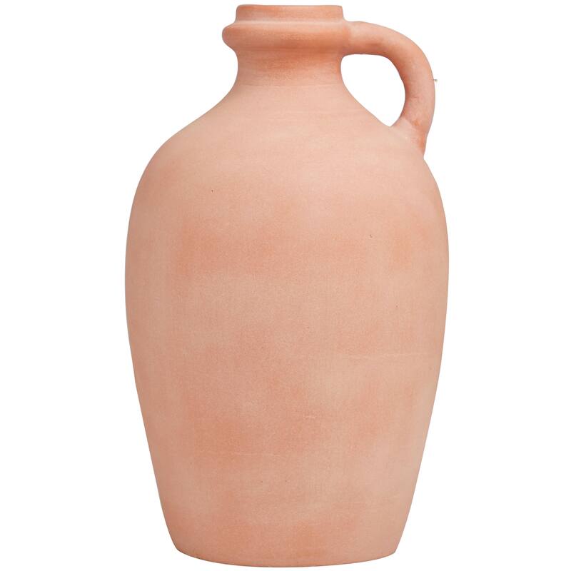 Orange Ceramic Terracotta Jug Vase with Handle