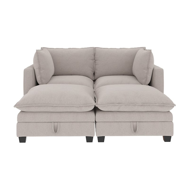 Chelsea Modern Pit Sectional Sofa, Cloud Fabric Modular Sofa with Plush Seat