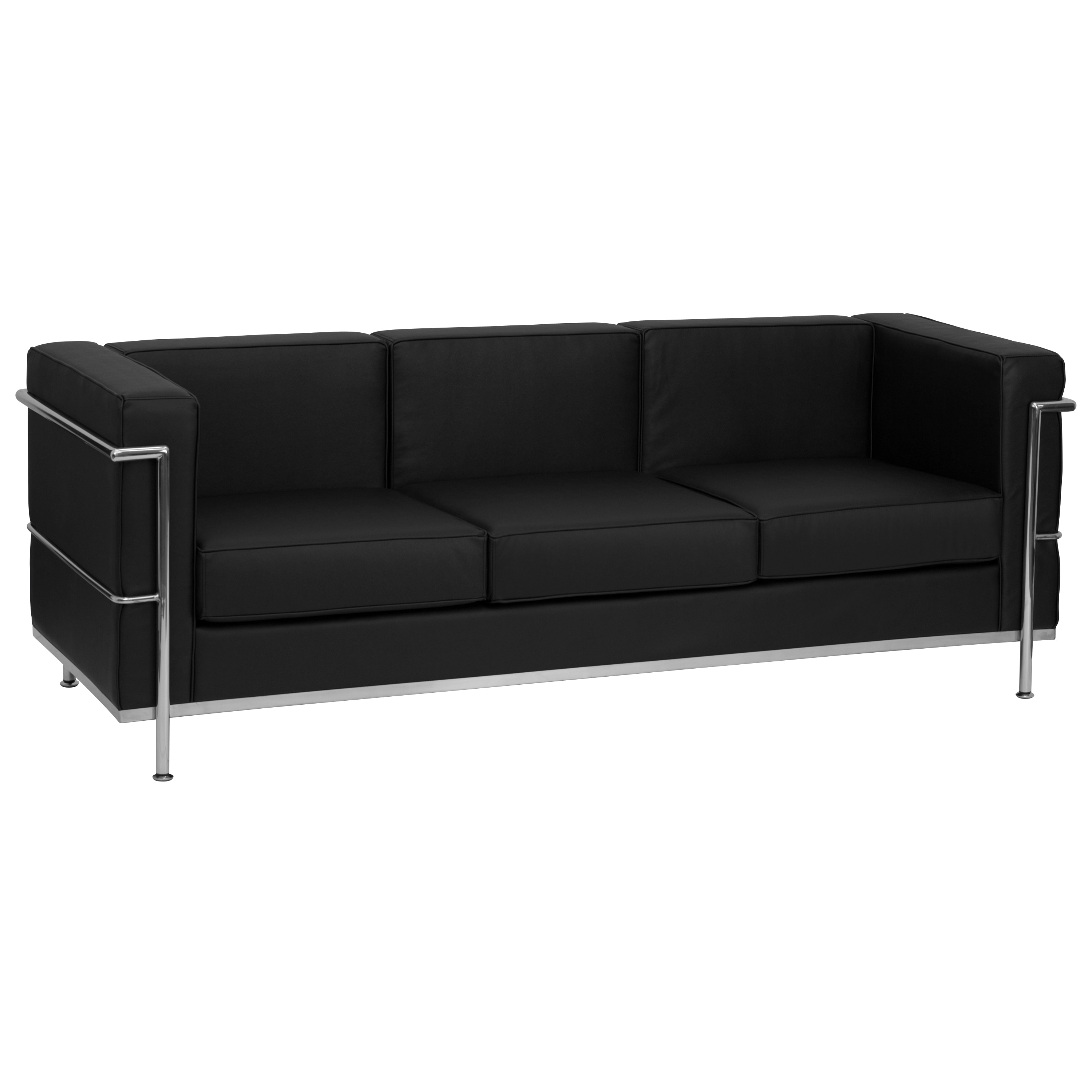 Contemporary LeatherSoft Sofa with Double Bar Encasing Frame