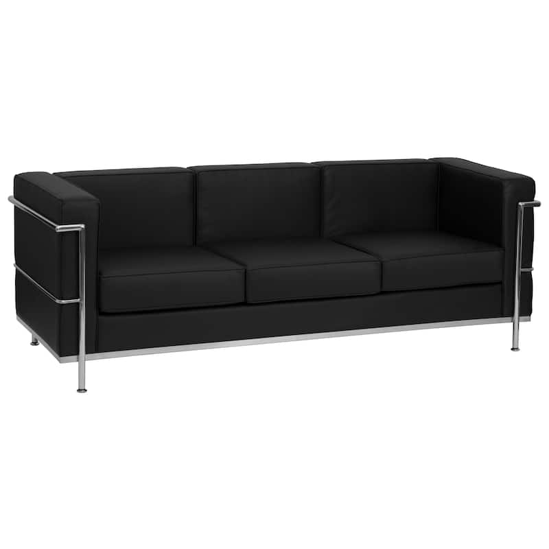 Contemporary LeatherSoft Sofa with Double Bar Encasing Frame