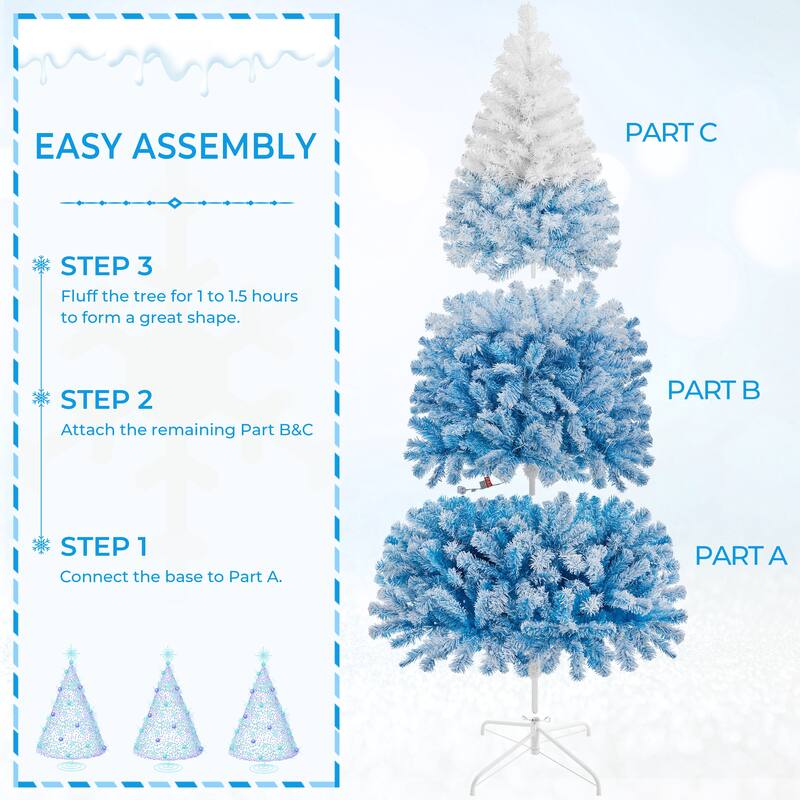Yaheetech 4.5ft/6ft/7.5ft Pre-lit Flocked Artificial Christmas Tree with Incandescent Warm White Lights