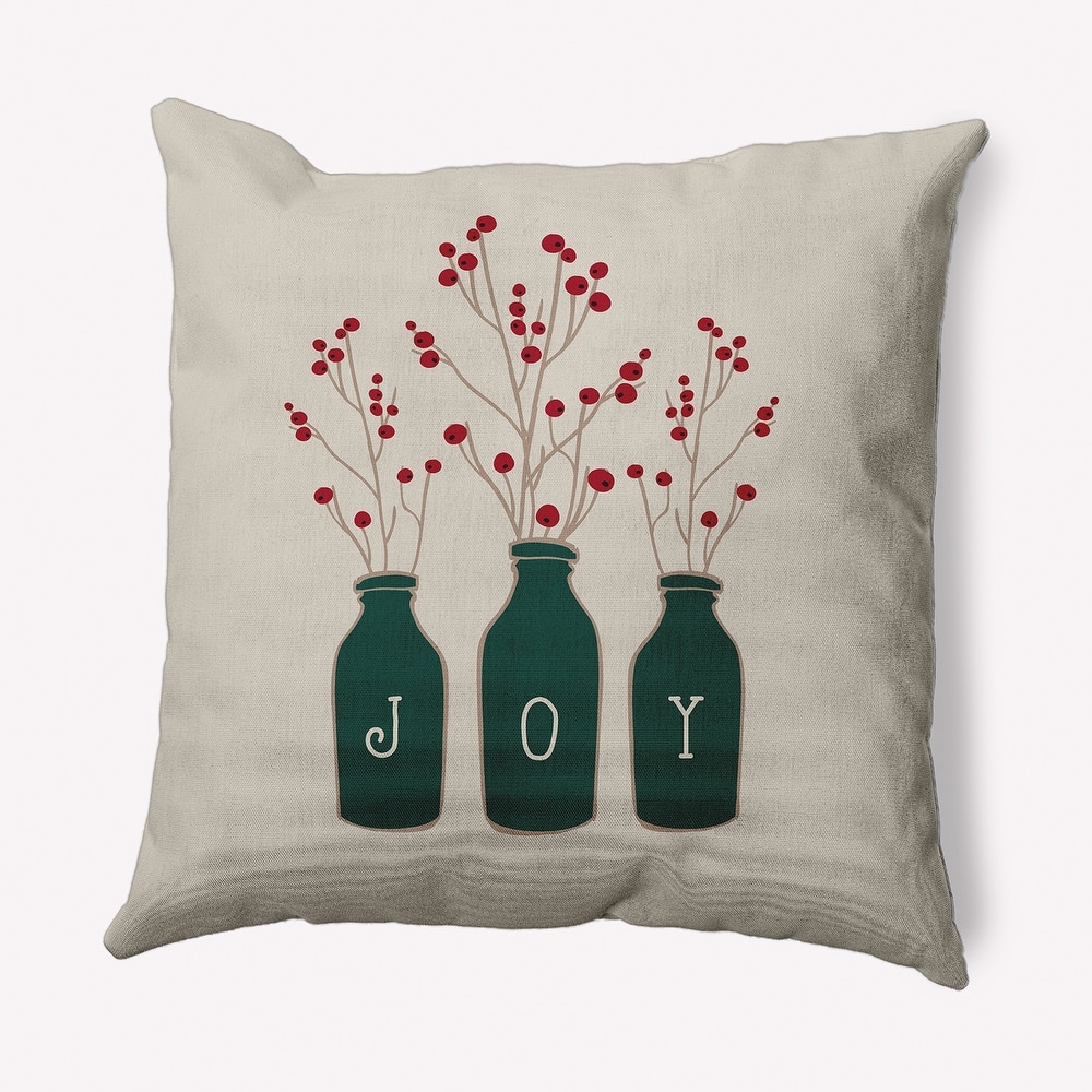 Joy Christmas Soft Spun Polyester Decorative Throw Pillow