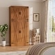 preview thumbnail 3 of 22, Rackcog Wooden Wardrobe with Barn Doors, Farmhouse Closet Storage Cabinet with Hanging Rod