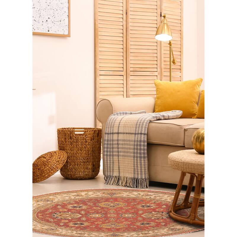 ECARPETGALLERY Flat-Weave Lahor Finest Red Wool Tapestry Kilim - 8'0 x 8'0