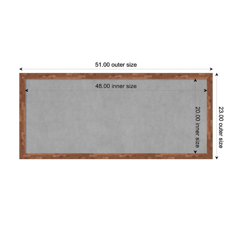 Amanti Art Fresco Light Pecan Framed Magnetic Board - Board Size 48x20