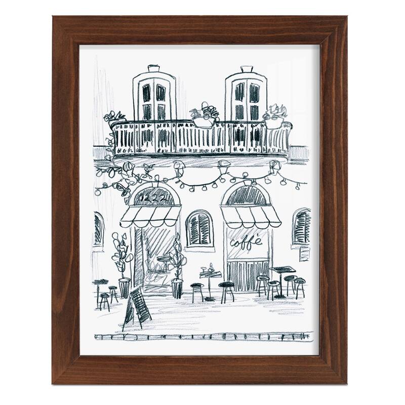 Italian Street Sketch II -Framed Print w/glass-Cherry Red