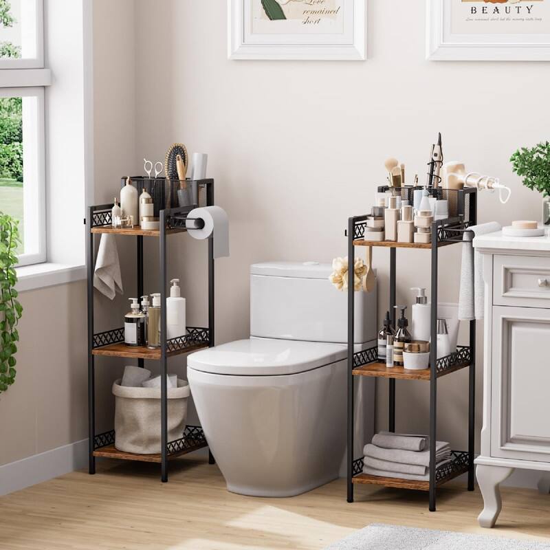 3-Tier Bathroom Shelf Organizer - 11.42"D x 9.85"W x 32.68"H