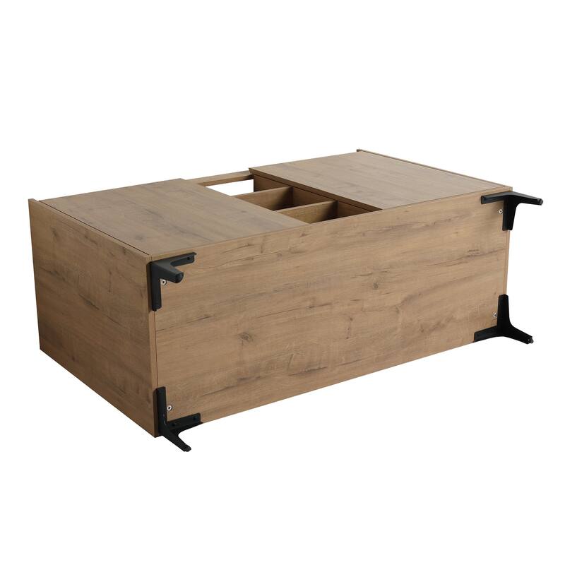 48 Inch Plywood Freestanding Bathroom Vanity Set in Imitative Oak with Integrated Double Resin Sink